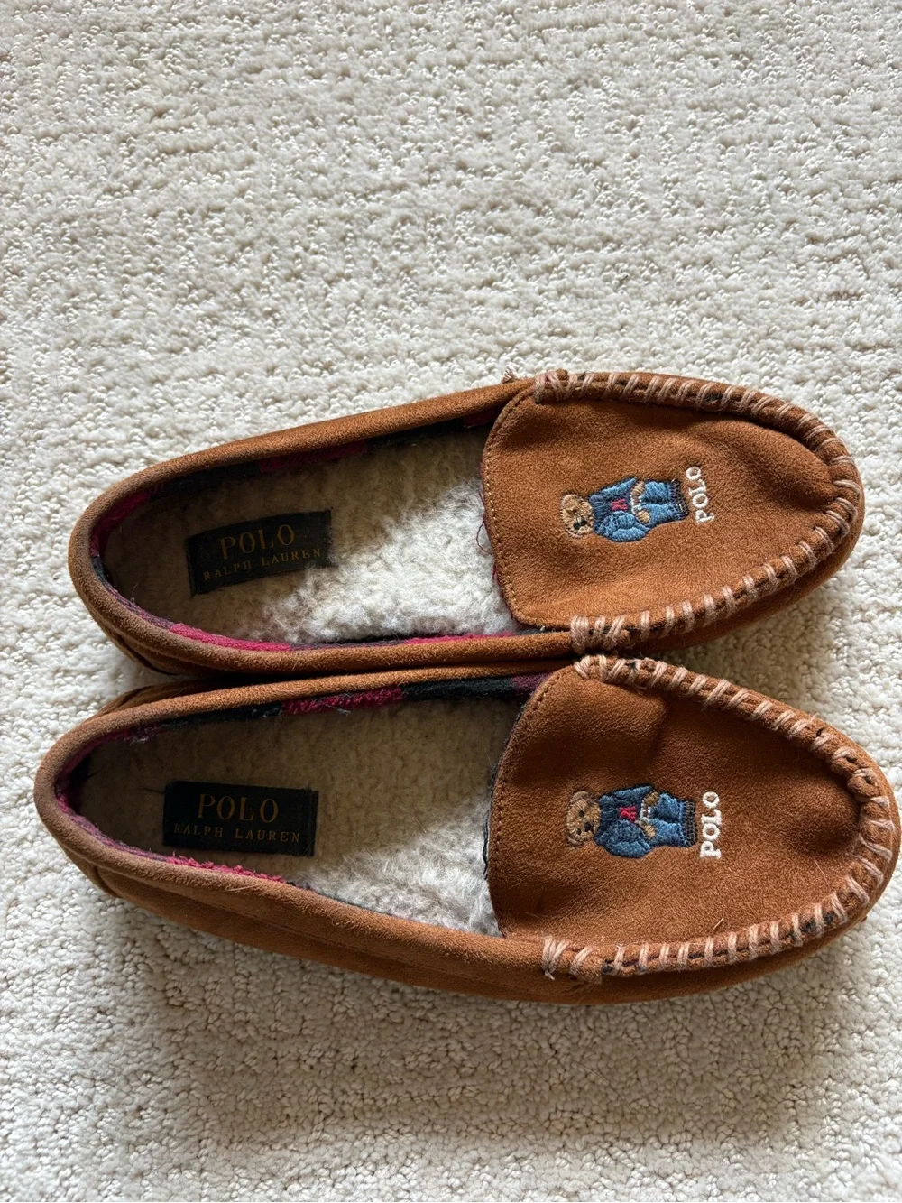 Polo Ralph Lauren Dezi V Bear Suede Moccasin Slippers Men's Size 7